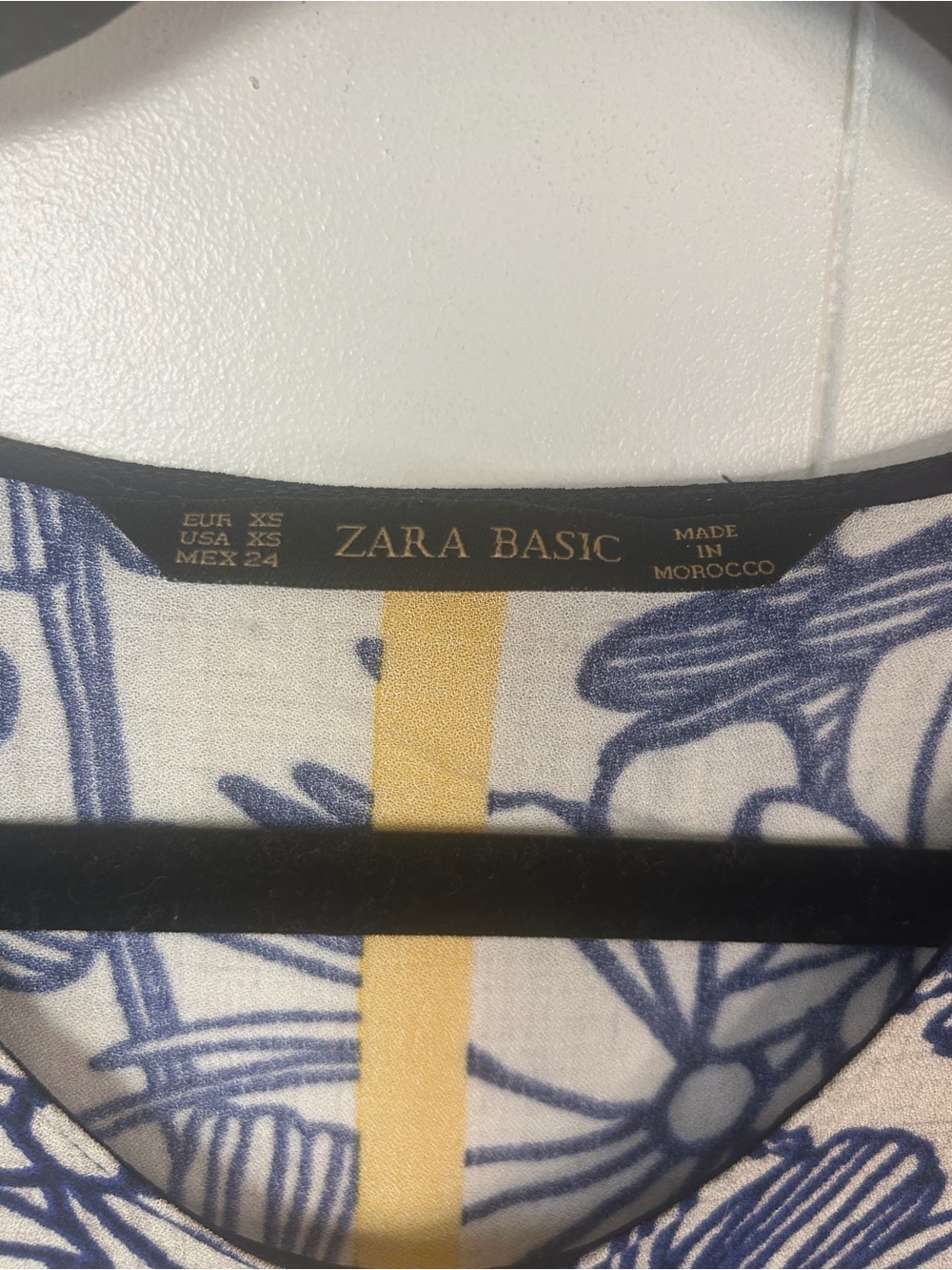 Zara Basic Blue Floral Loose Shift Dress Small Coastal Summer office Midi xs - Picture 5 of 9